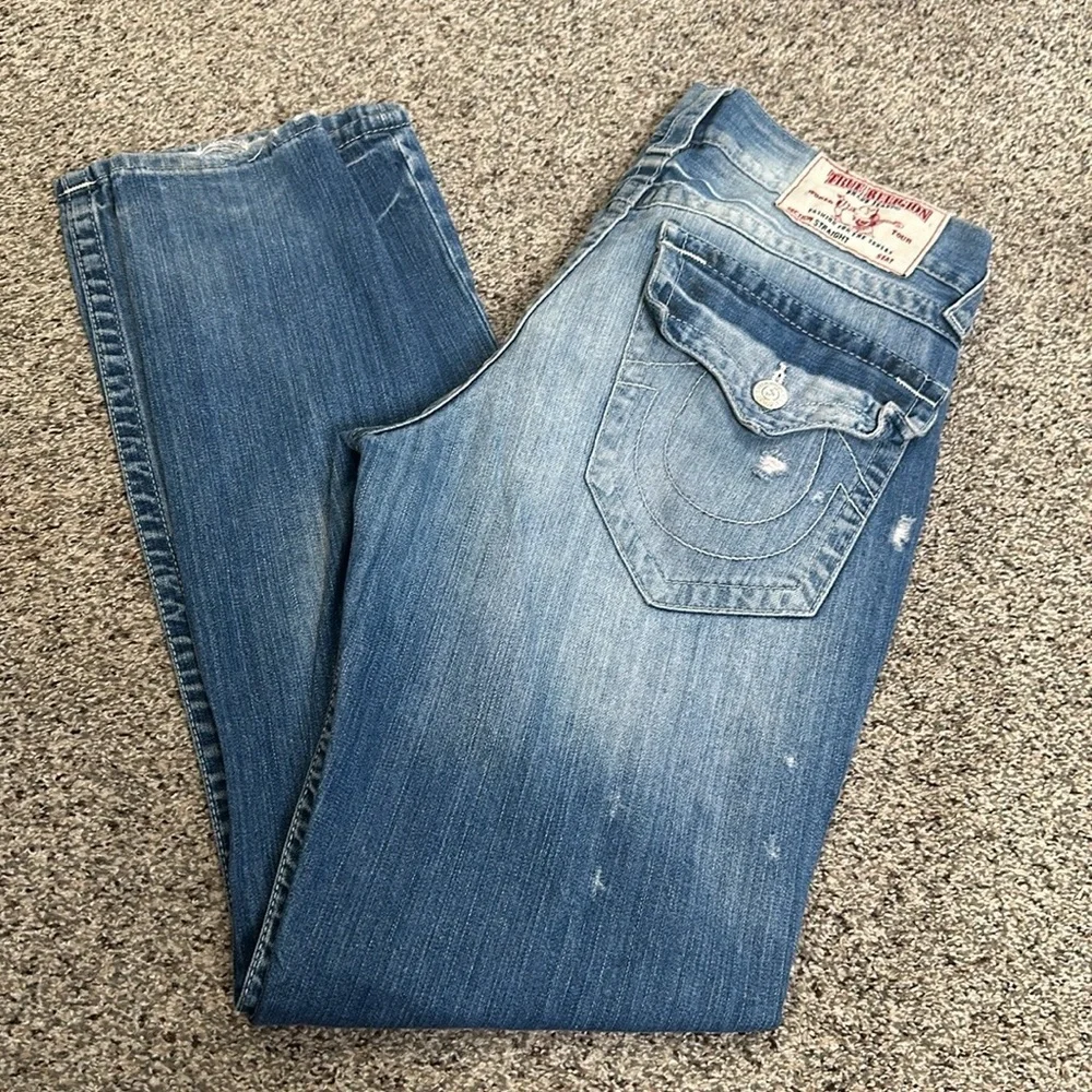 True religion blue distressed jeans size 32